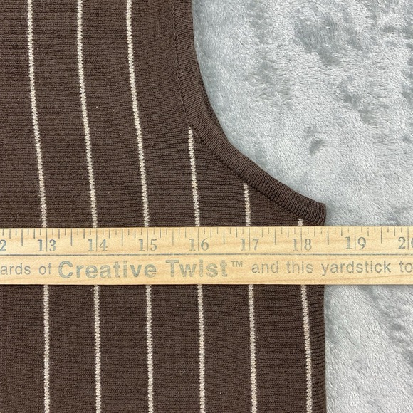 Vintage Gap Sweater Womens Sz M Brown Striped Vest Cardigan Shawl Collar 90s Y2K - Picture 6 of 8